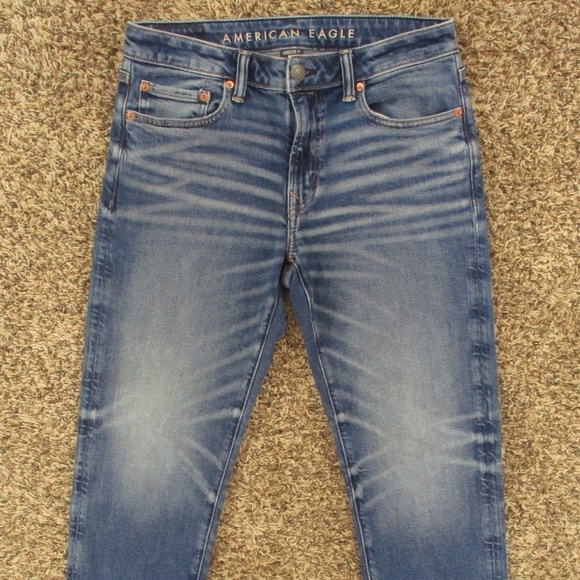 American Eagle Jeans Men's 31x30 Dark Wash Slim Straight Airflex Denim - Picture 3 of 10